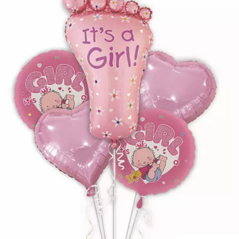 סט 5 בלוני מיילר - It’s a Girl כף רגל תינוקת