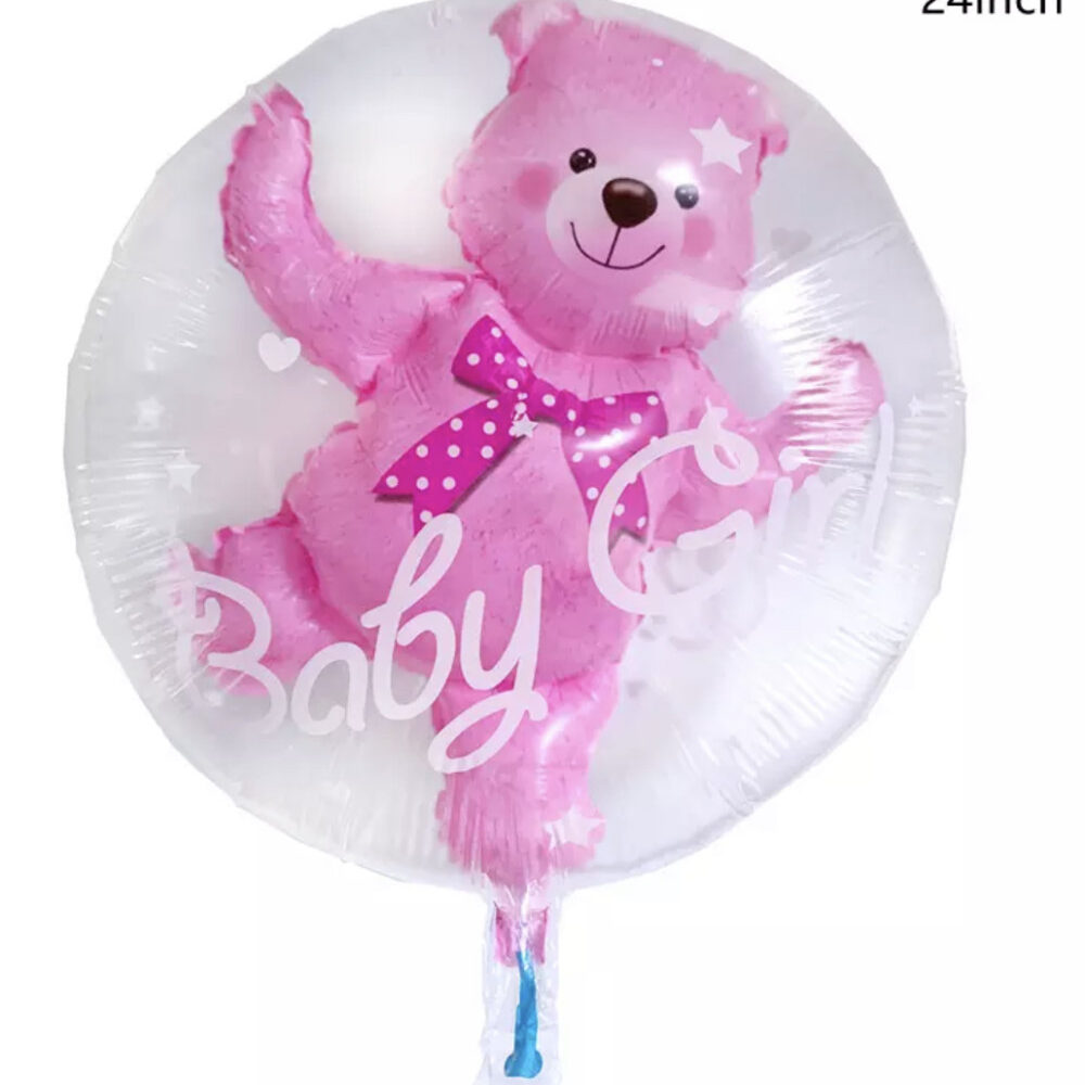 בלון בועה 24׳ שקוף ובתוכו דובי ורוד תלת מימד!