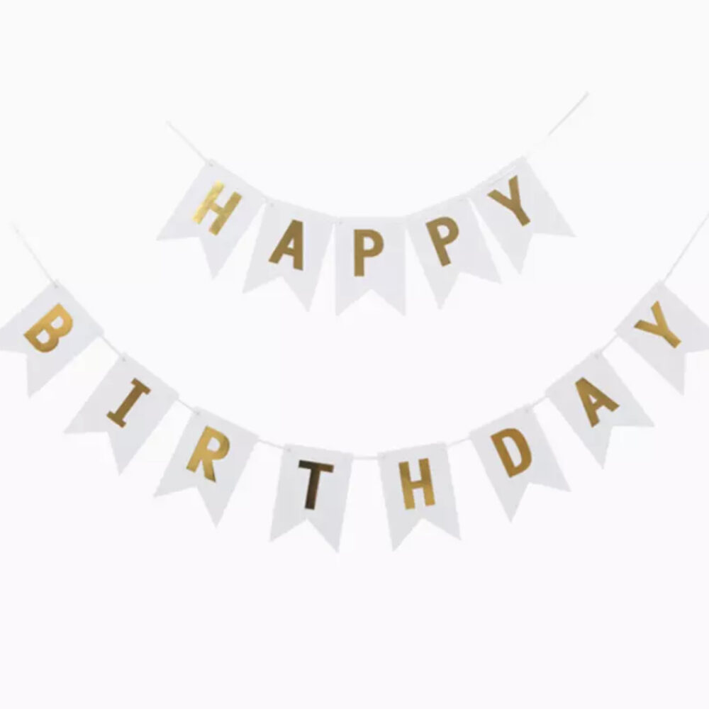 כרזת יום הולדת Happy Birthday לבן זהב