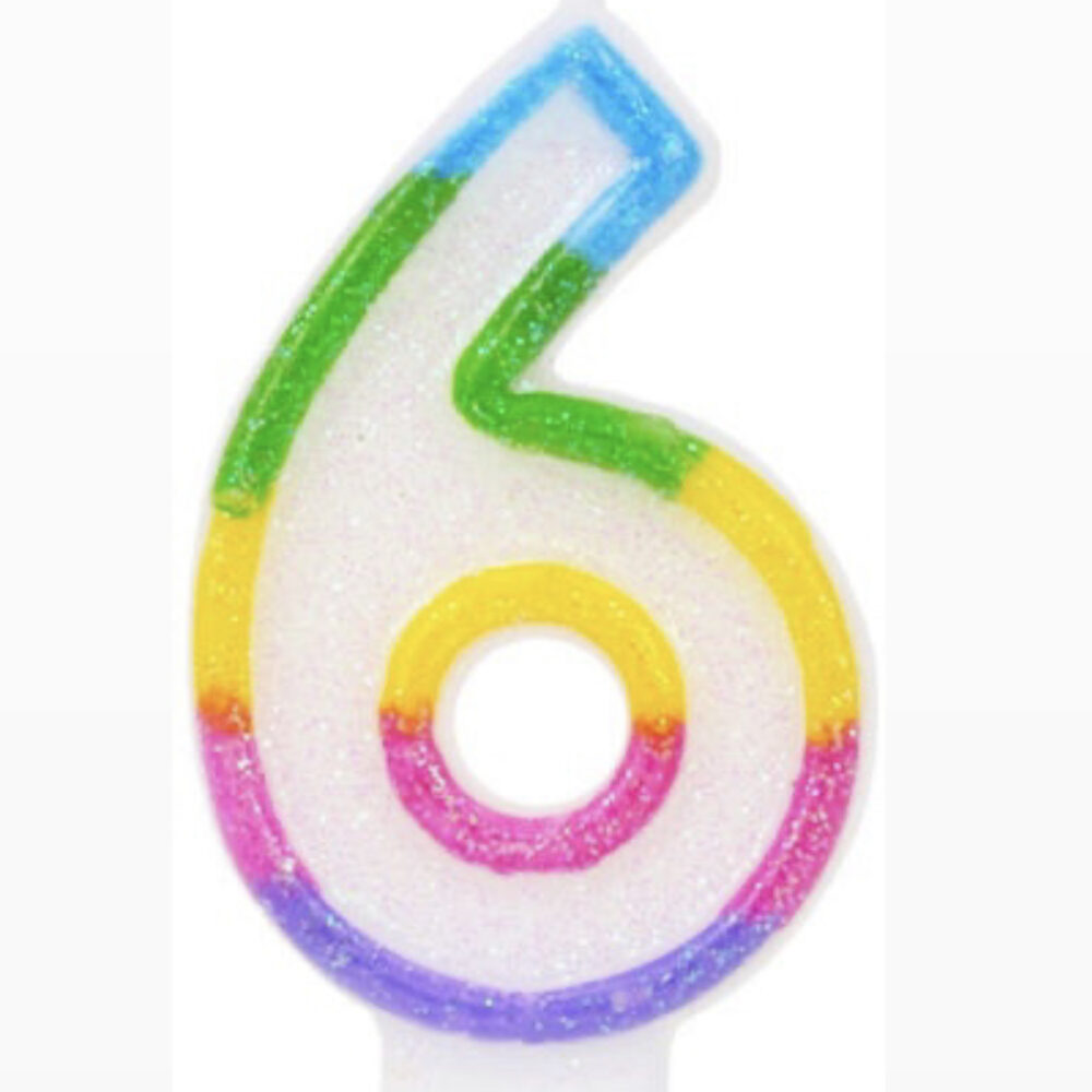 נר מספר צבעוני מנצנץ 8 ס״מ