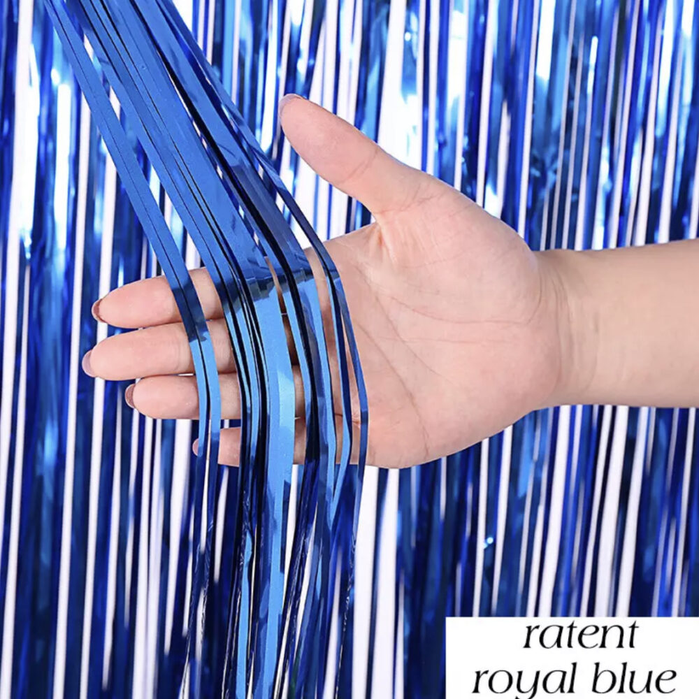 וילון פרנזים לקישוט בצבע כחול