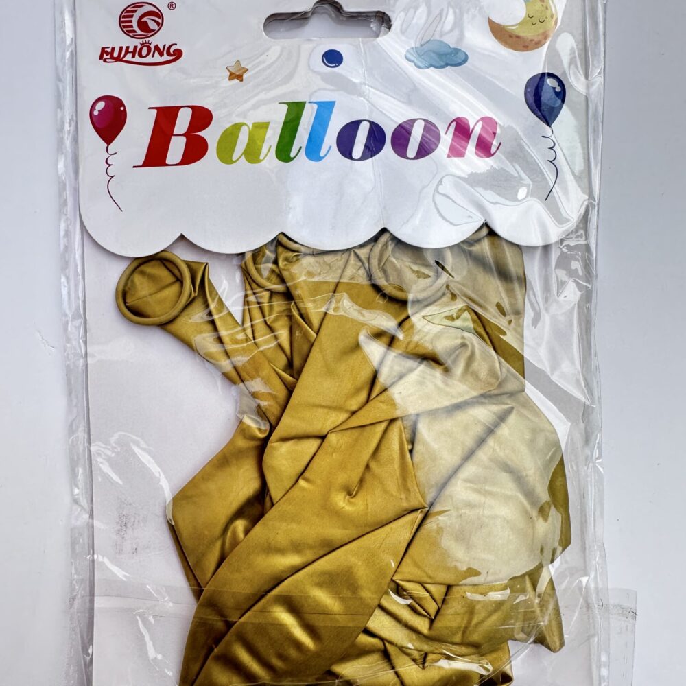 10 יח׳ בלוני גומי בצבע זהב כרום