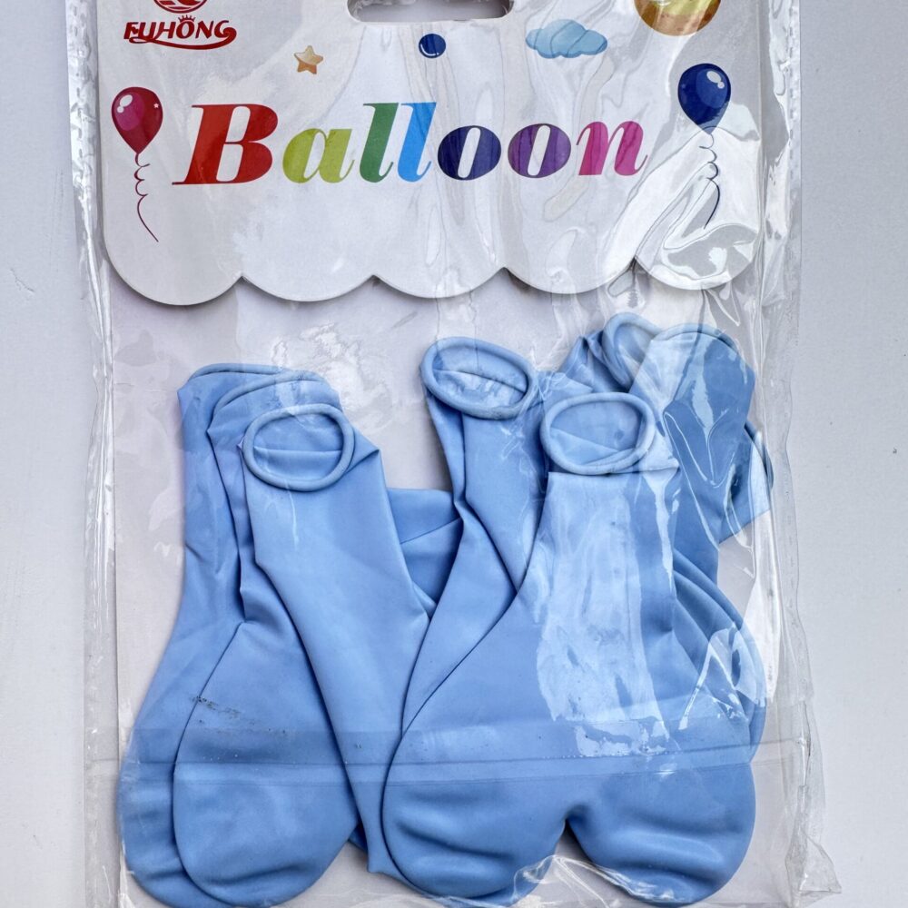 10 יח׳ בלוני גומי לב בצבע תכלת מקרון