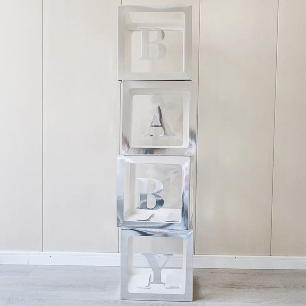 סט 4 קוביות Baby קוביות בייבי בצבע כסף מראה