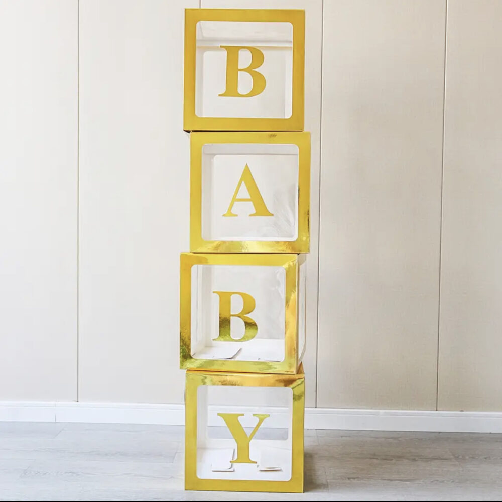 סט 4 קוביות Baby קוביות בייבי בצבע זהב מראה