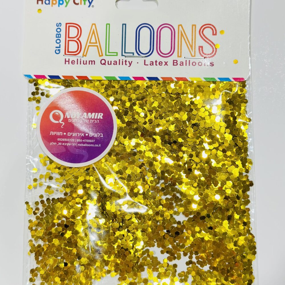 נצנצים כ- 10 גרם למילוי בלון בועה - זהב