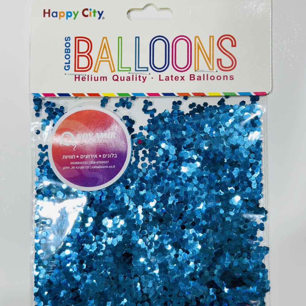 נצנצים כ- 10 גרם למילוי בלון בועה - כחול בהיר