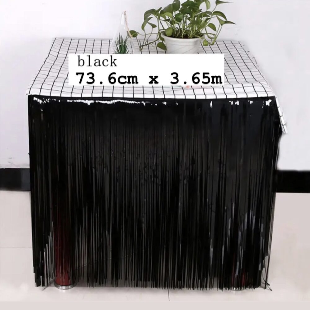 חצאית פרנזים לשולחן 73.6cm x 3.65m שחור