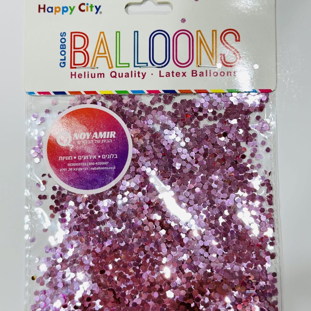 נצנצים כ- 10 גרם למילוי בלון בועה - ורוד