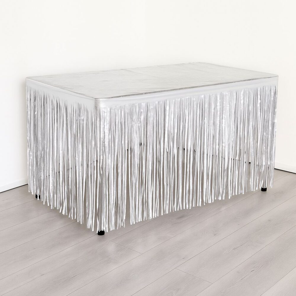 חצאית פרנזים לשולחן 73.6cm x 3.65m כסף