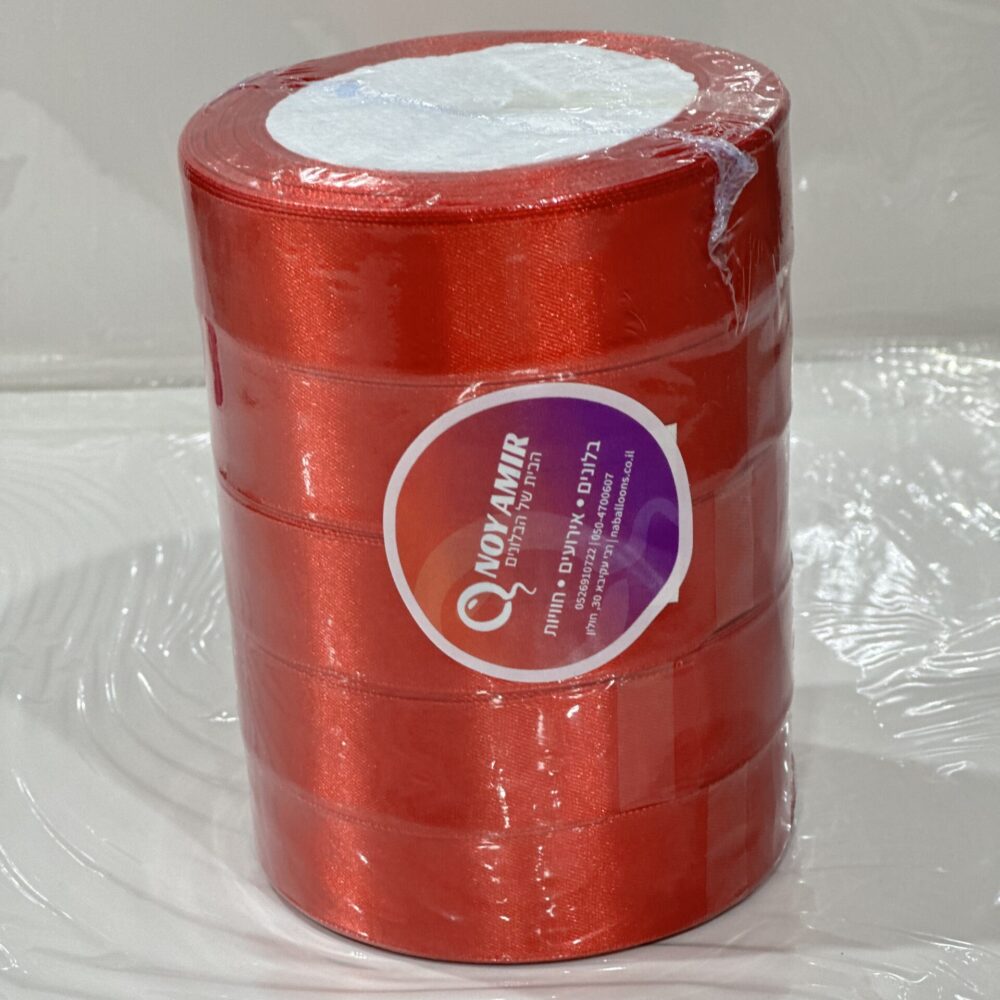 מארז 5 יחידות סרט סאטן 25 יארד 2 ס״מ- אדום