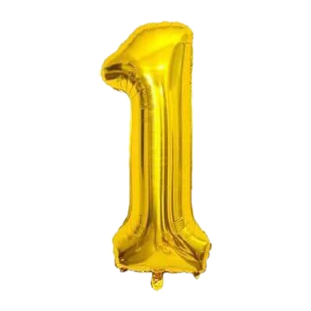 בלון מספר 1 בצבע זהב מטאלי גודל 34 אינץ