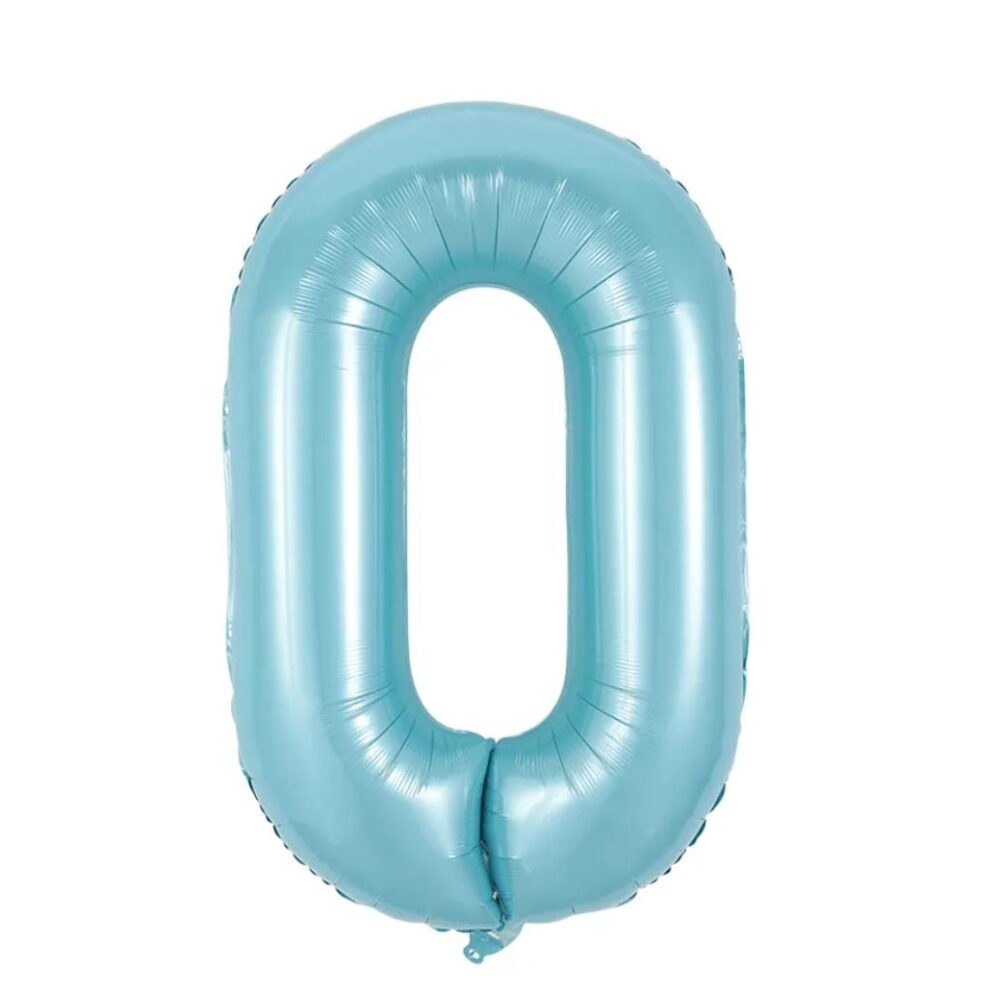 בלון מספר 0 בצבע תכלת פסטל גודל 34 אינץ