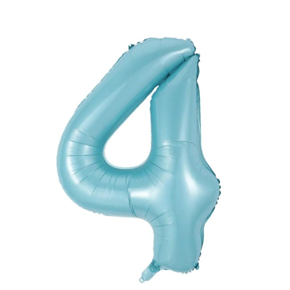 בלון מספר 4 בצבע תכלת פסטל גודל 34 אינץ
