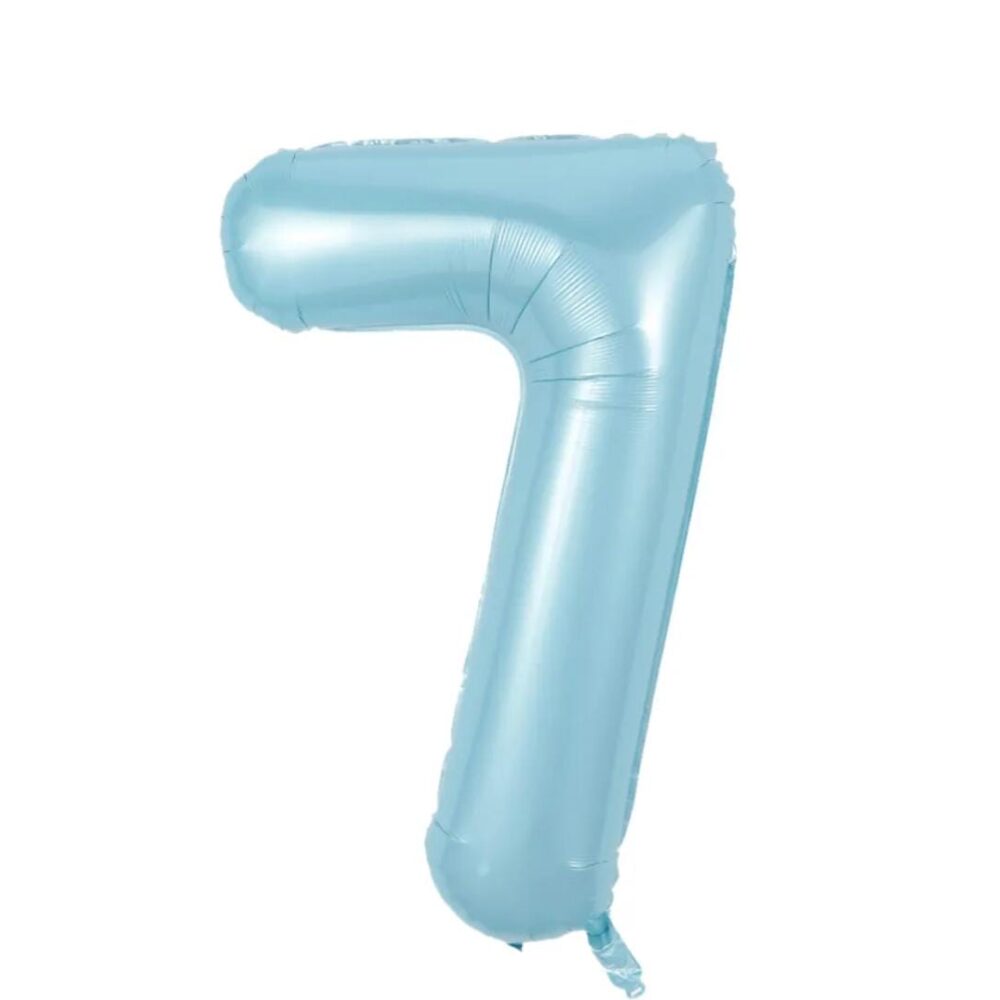 בלון מספר 7 בצבע תכלת פסטל גודל 34 אינץ