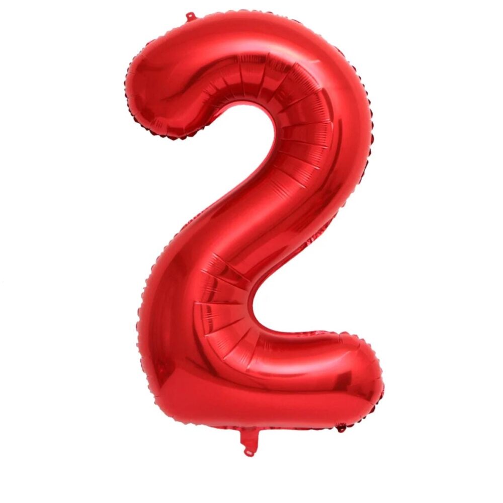 בלון מספר 2 בצבע אדום גודל 34 אינץ