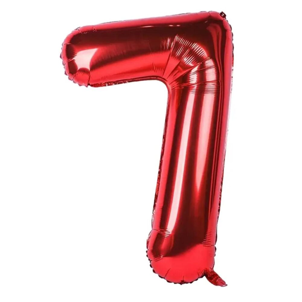 בלון מספר 7 בצבע אדום גודל 34 אינץ