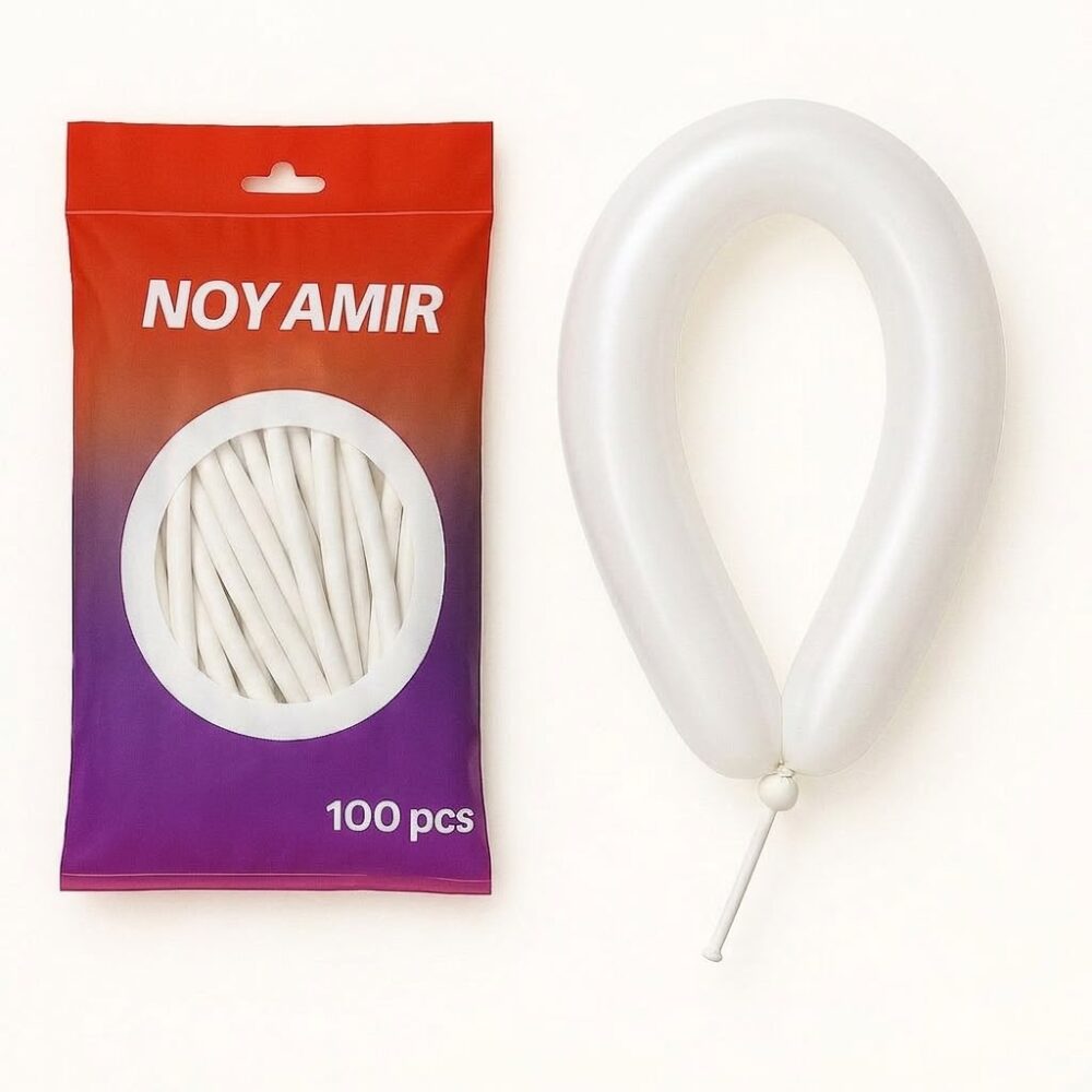 חבילת בלוני נקניק 260 לבן פסטל - 100 יח'