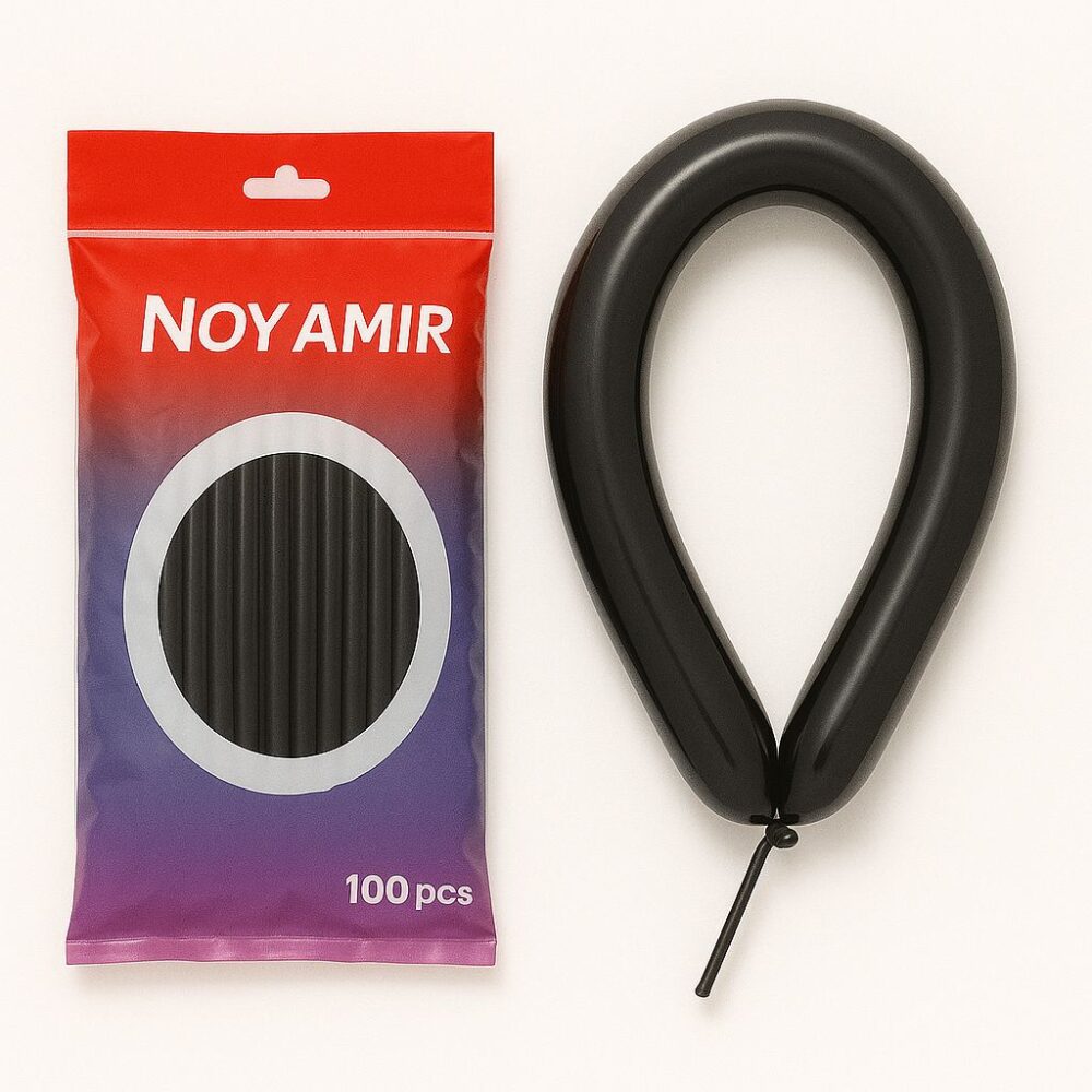 חבילת בלוני נקניק 260 שחור פסטל - 100 יח'