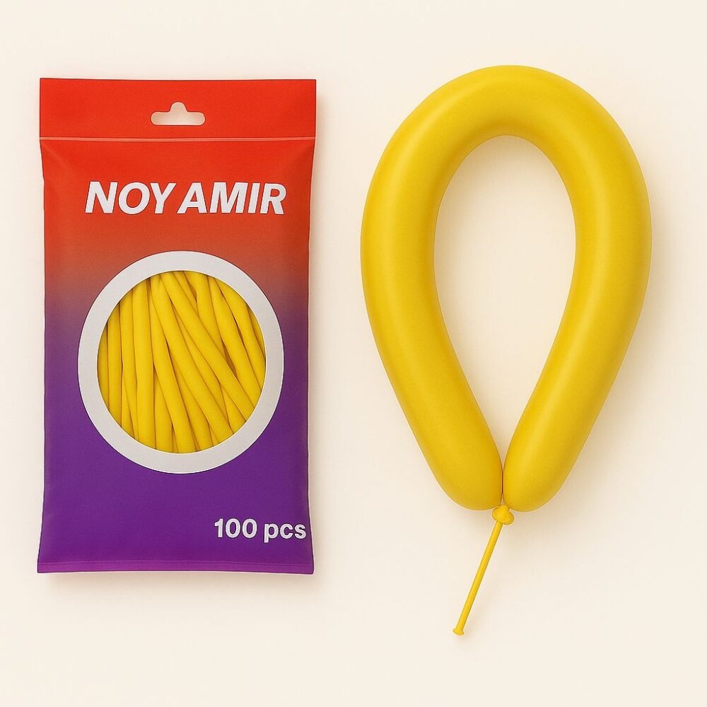 חבילת בלוני נקניק 260 צהוב פסטל - 100 יח'