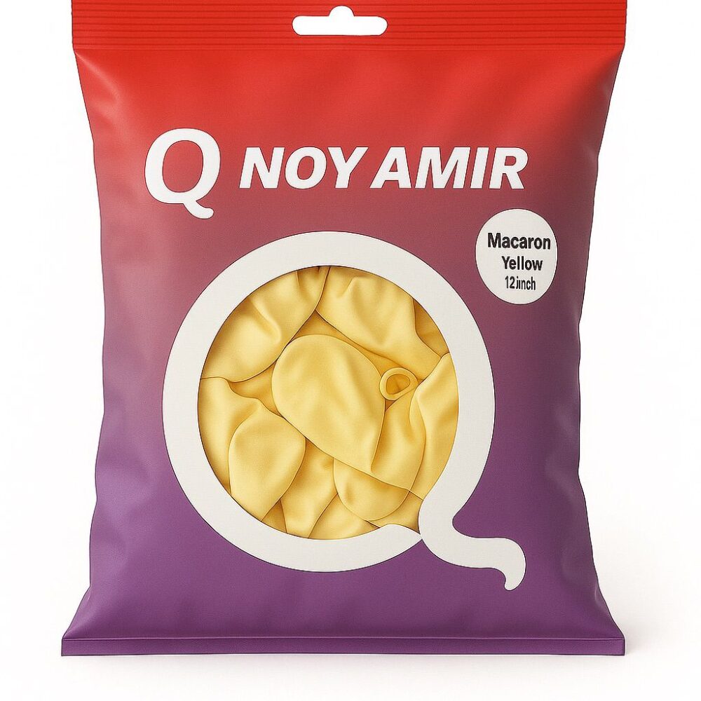 חבילת 100 בלוני גומי פסטל צהוב מקרון 12 אינץ'