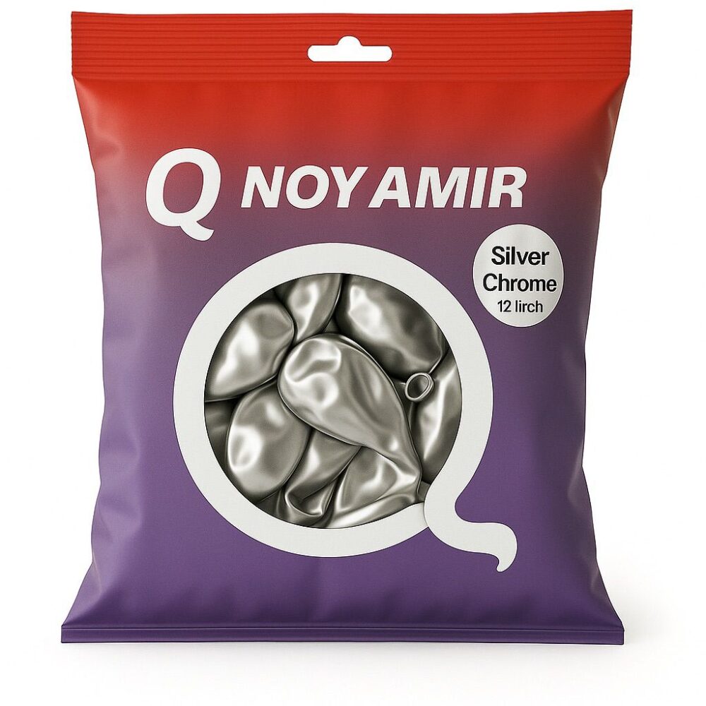 חבילת 100 בלוני גומי כסף כרום 12 אינץ'