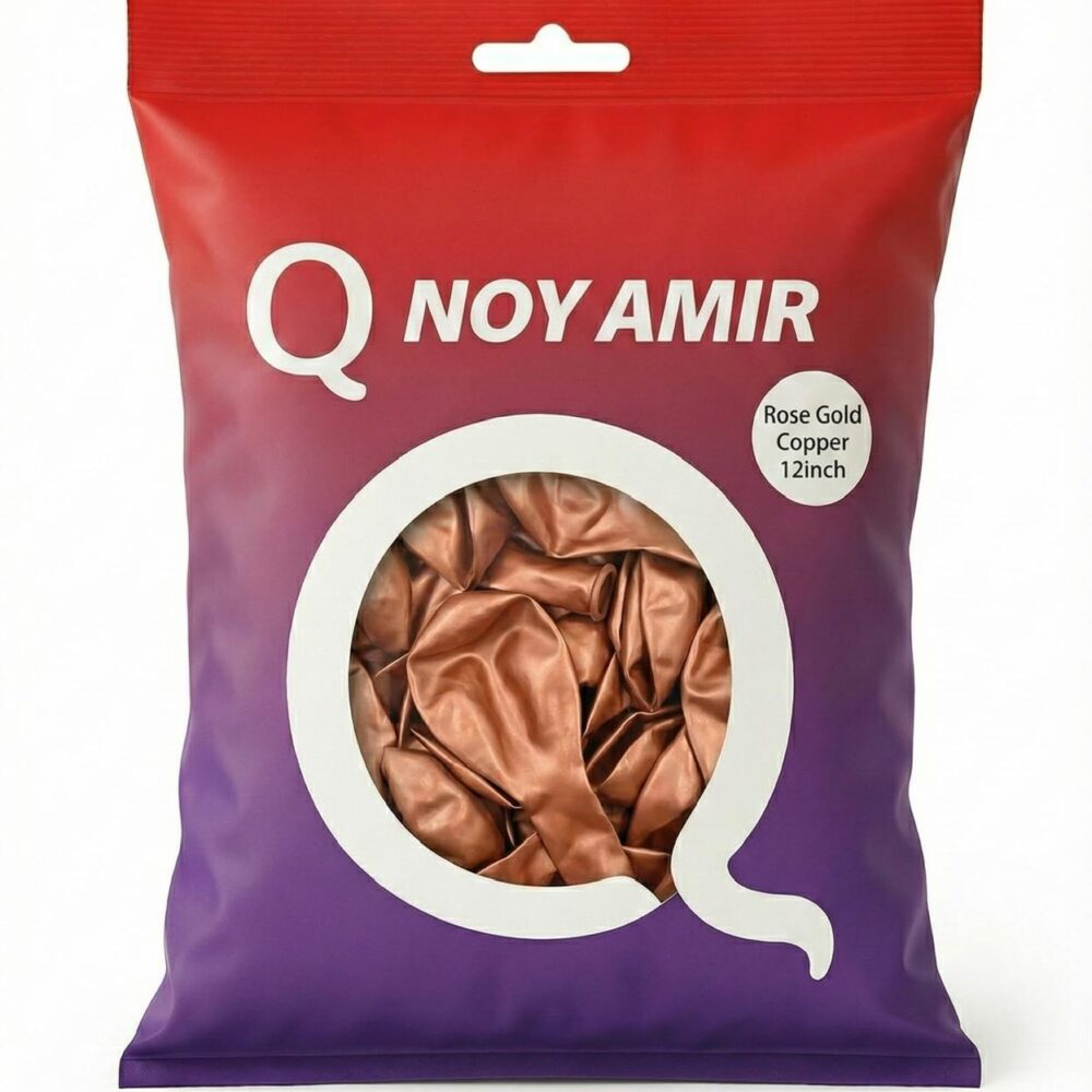 חבילת 100 בלוני גומי רוז גולד קופר כרום 12 אינץ'