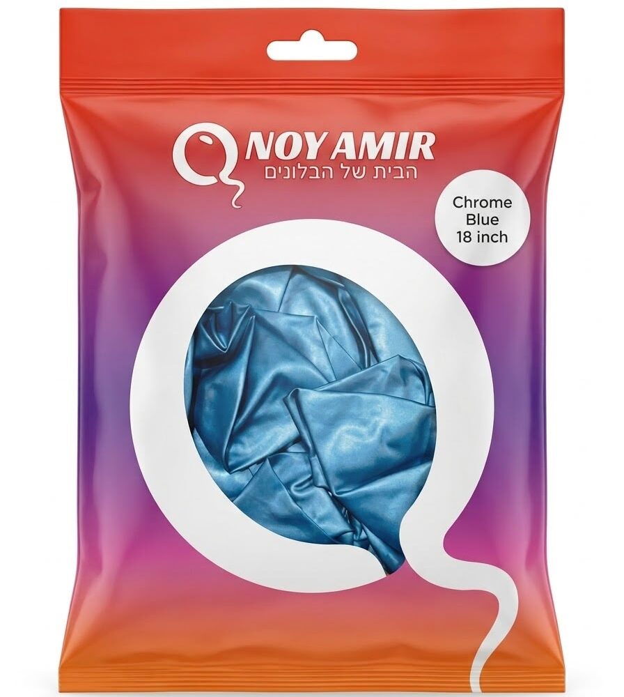 חבילת 25 בלוני גומי כחול כרום 18 אינץ'