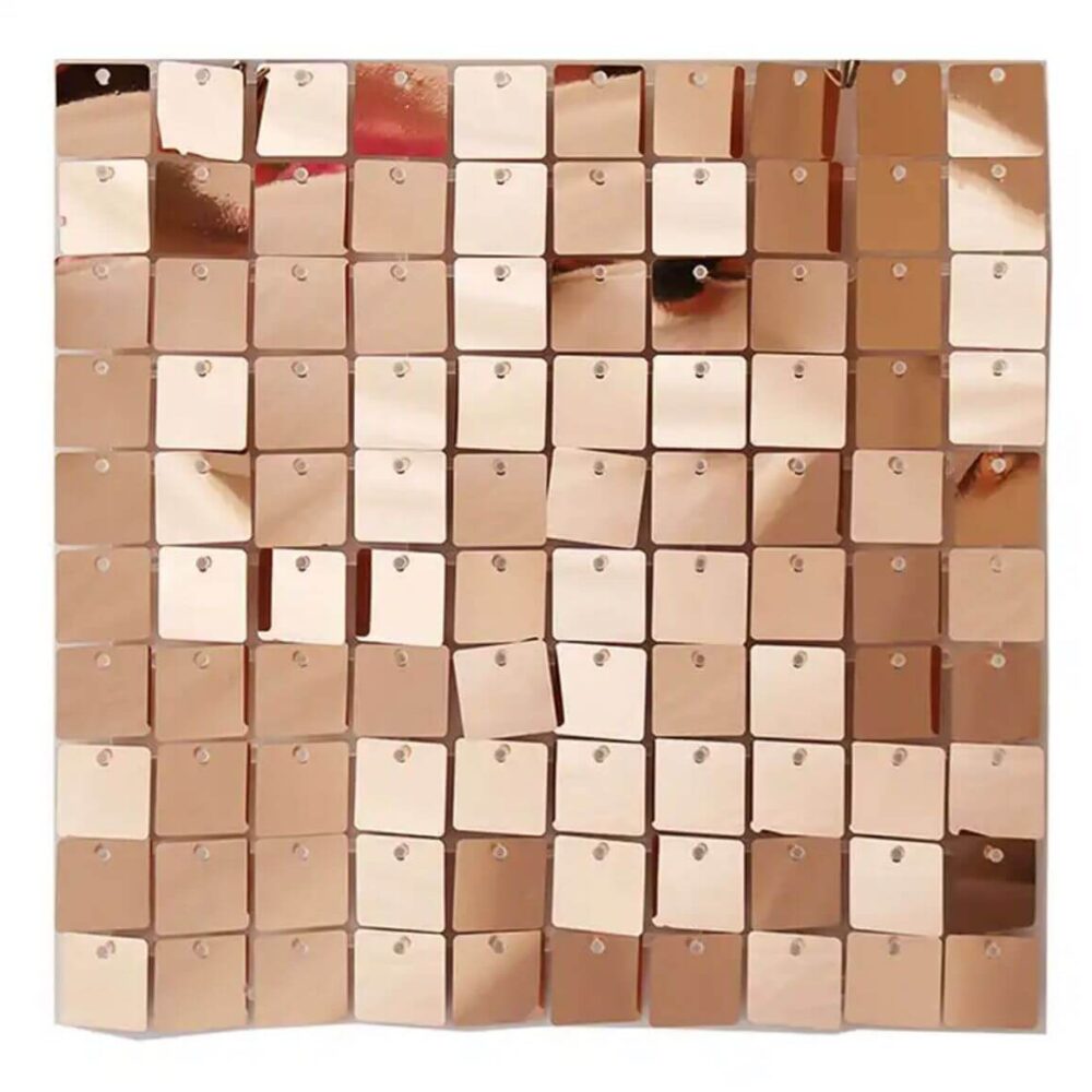 קיר פייטים נוצץ בצבע רוז גולד