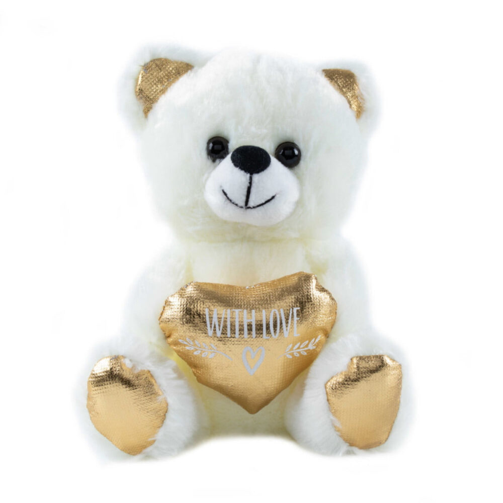 מיני דובי 15 ס״מ מחזיק לב זהב
