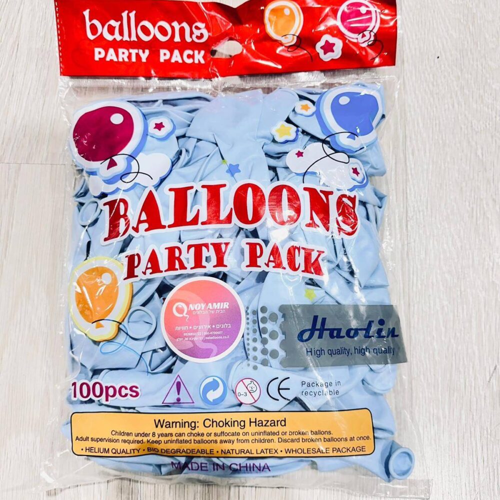 חבילת 100 בלוני גומי תכלת מקרון 12 אינץ'