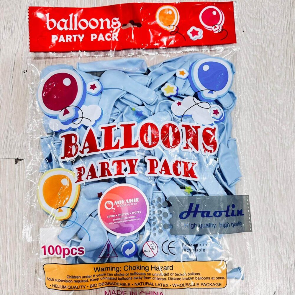 חבילת 100 בלוני גומי תכלת מקרון 5 אינץ'