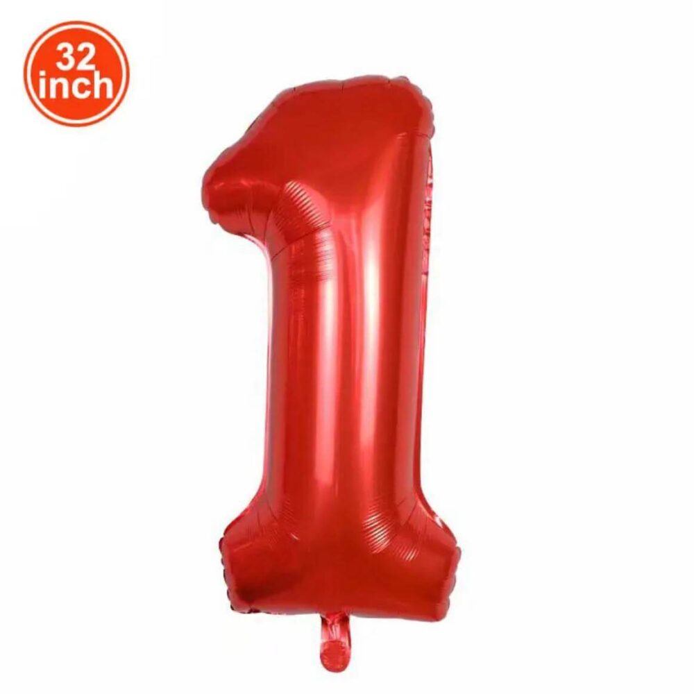 בלון מספר 1 אדום גודל 32 אינץ