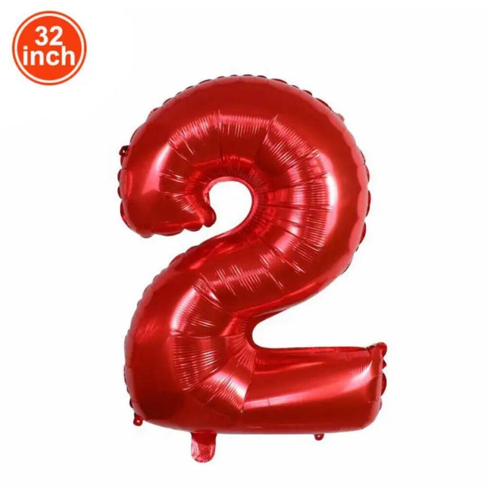 בלון מספר 2 אדום גודל 32 אינץ