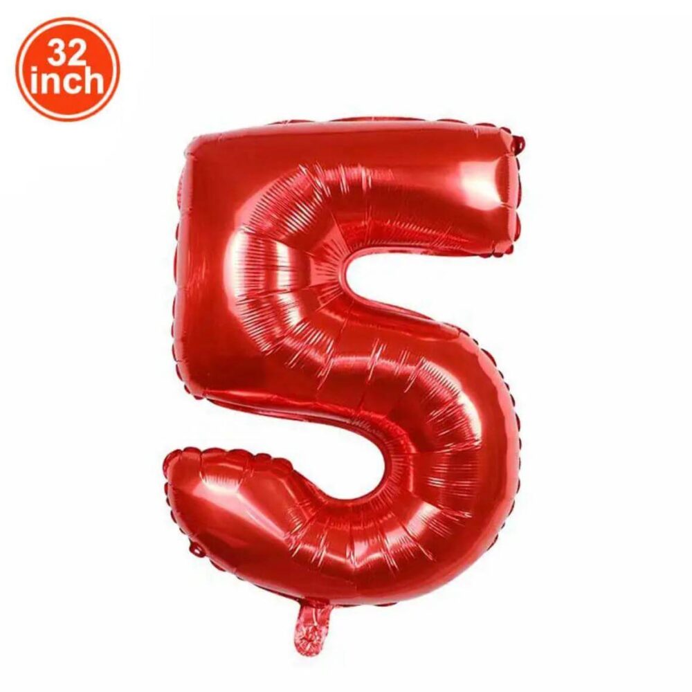 בלון מספר 5 אדום גודל 32 אינץ