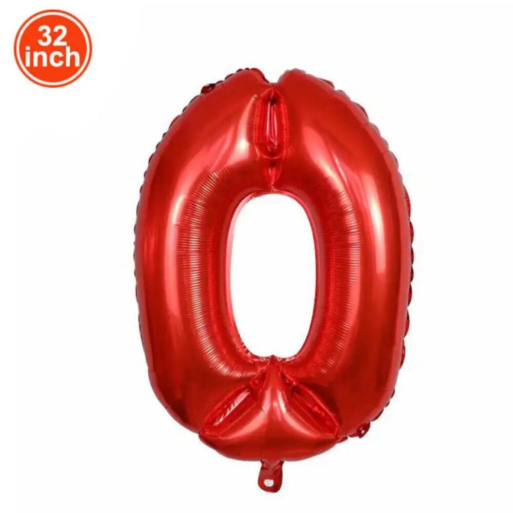 בלון מספר 0 אדום גודל 32 אינץ