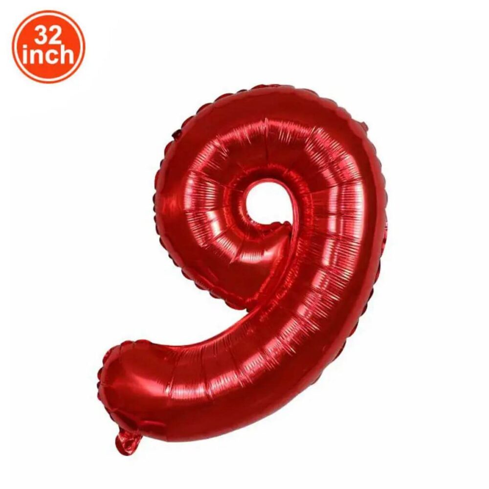 בלון מספר 9 אדום גודל 32 אינץ