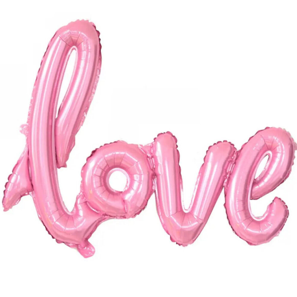 בלון מחובר אותיות love ורוד (לא להליום)