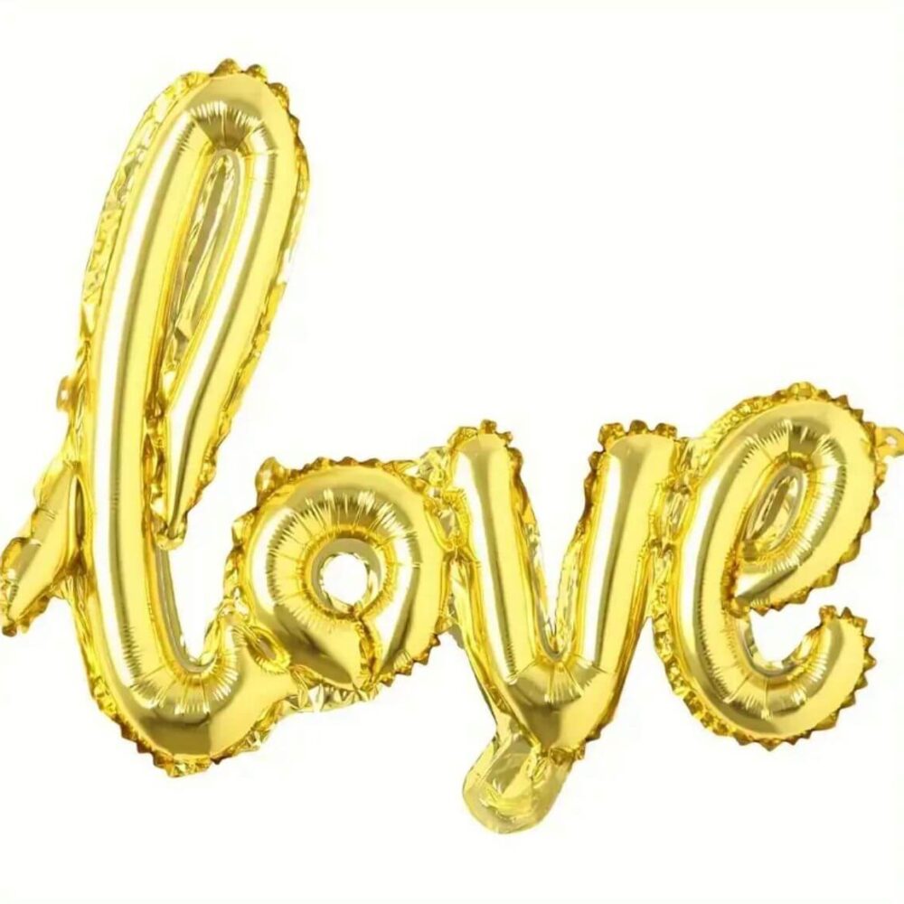 בלון מחובר אותיות love זהב (לא להליום)