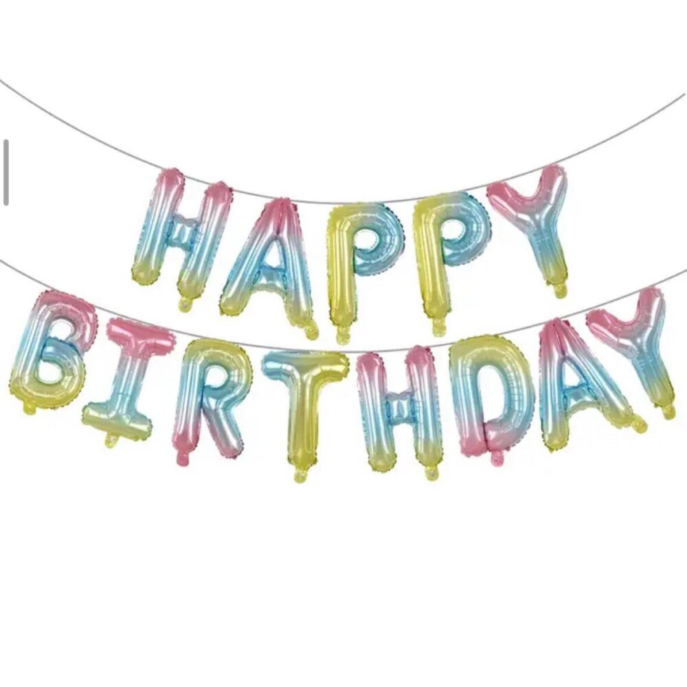 סט אותיות Happy birthday צבעוני (לא להליום)