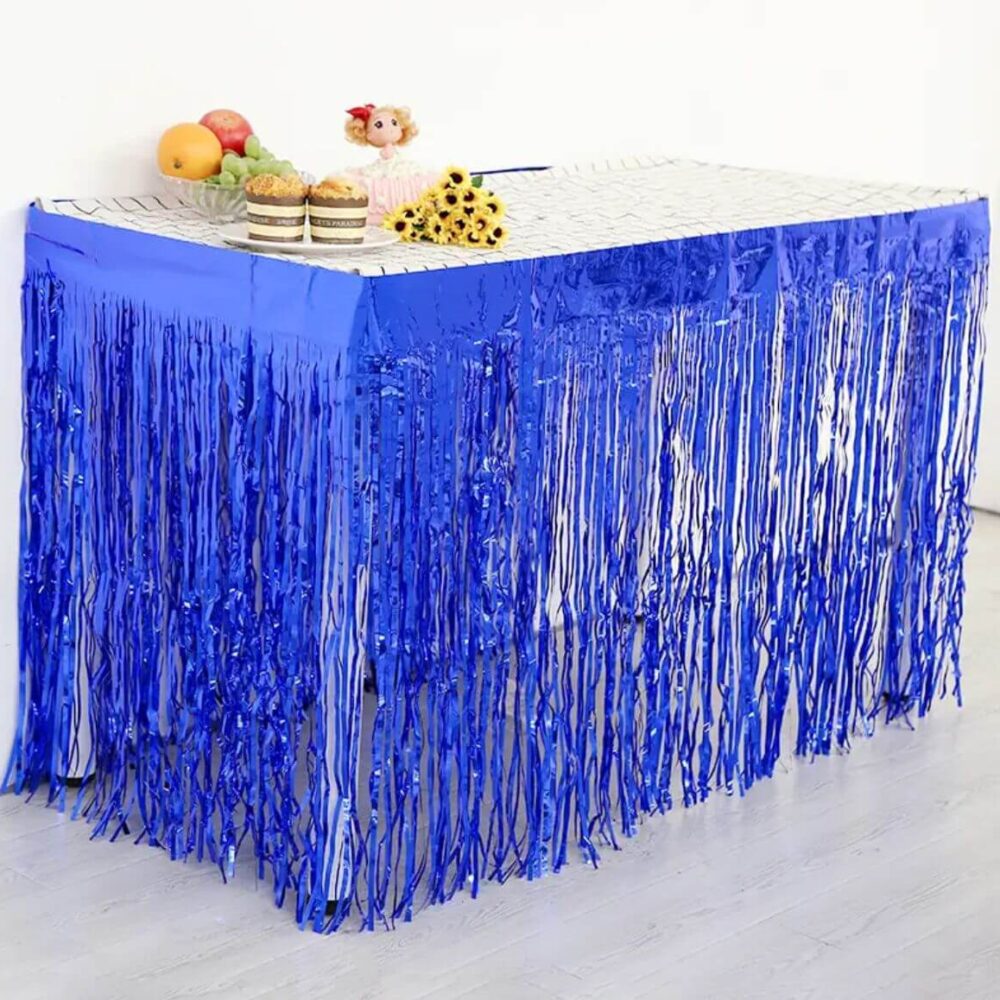 חצאית פרנזים לשולחן בצבע כחול