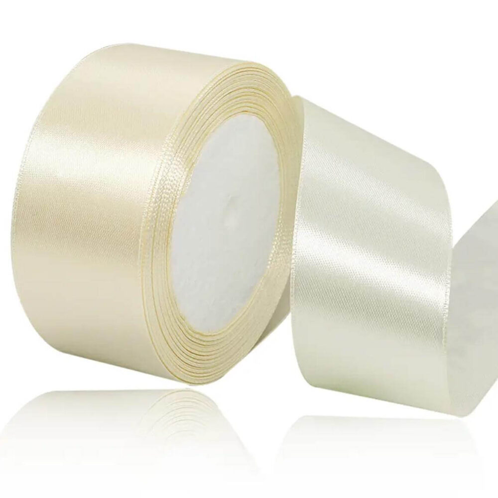 סרט סאטן 25 יארד 4 ס״מ- שמנת