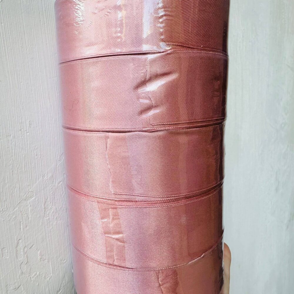 מארז 5 יחידות סרט סאטן ורוד עתיק 25 יארד 2.5 ס״מ