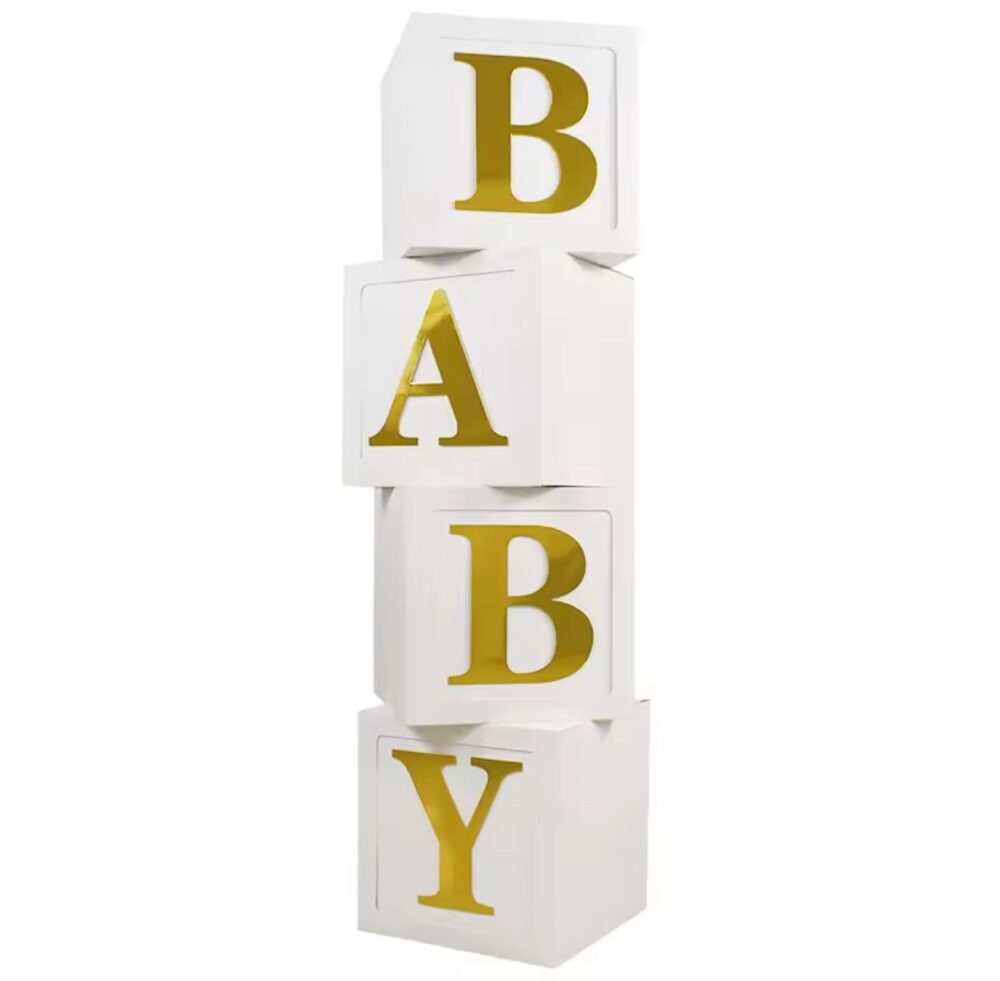 סט 4 קוביות Baby קוביות בייבי לבן זהב