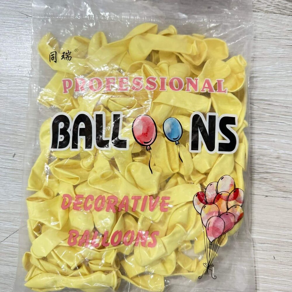 חבילת 100 בלונים בצבע צהוב בננה