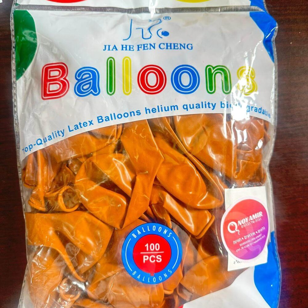 חבילת 100 בלוני גומי בצבע חום חימר 12 אינצ׳