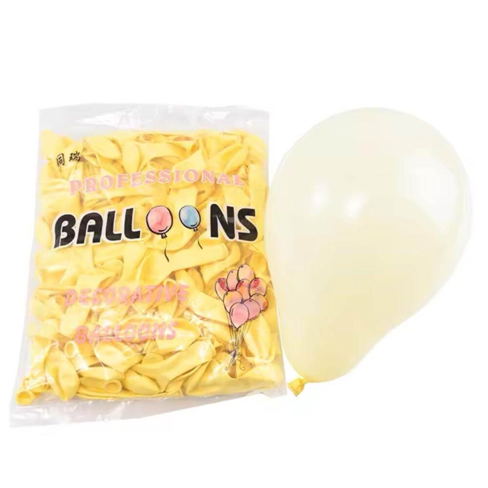 חבילת 100 בלוני גומי בצבע צהוב מקרון 5 אינצ׳