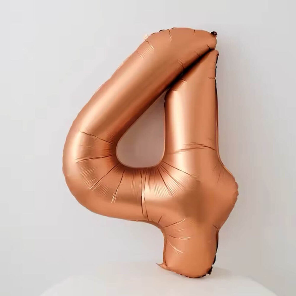 בלון מספר 4 רוז גולד 34 אינץ'