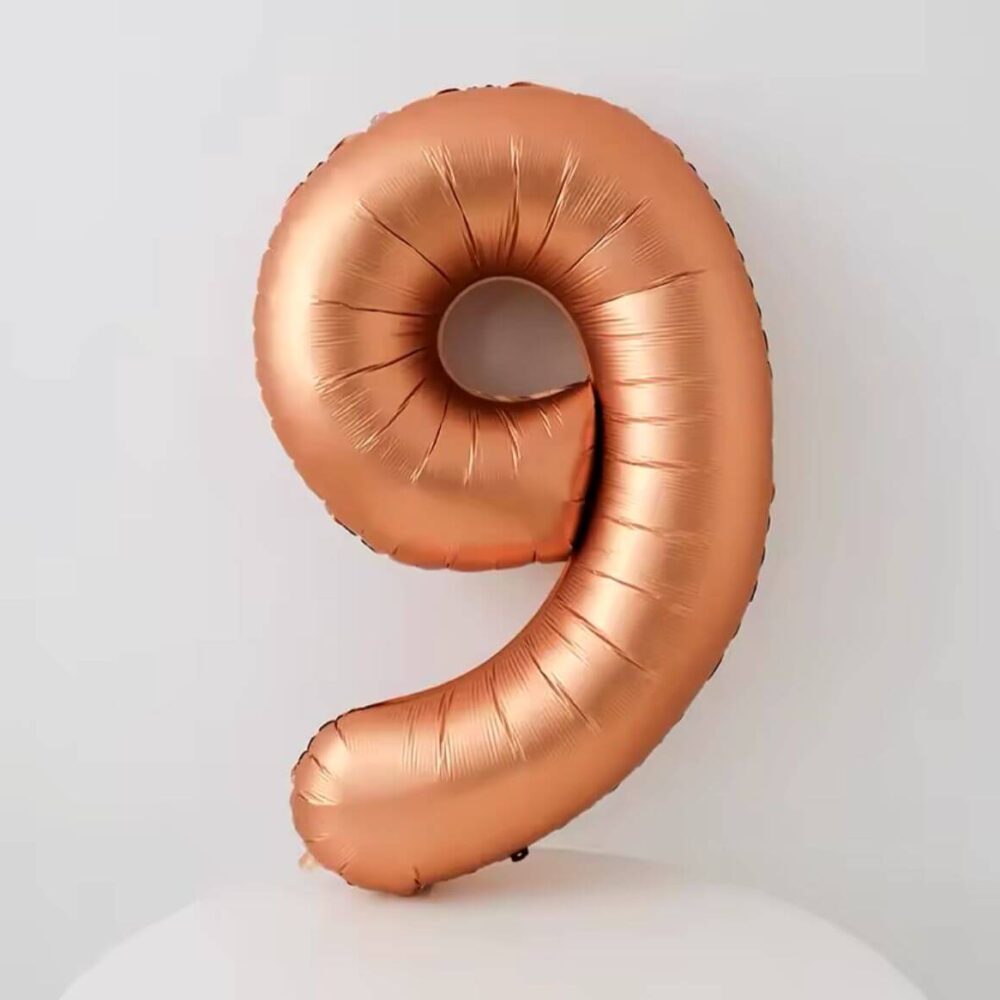 בלון מספר 9 רוז גולד כרום 34 אינץ'