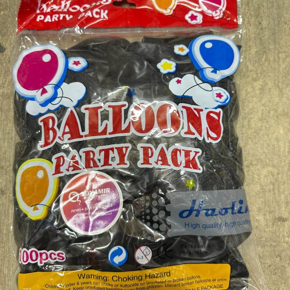 חבילת 100 בלוני גומי שחור פסטל 12 אינץ'